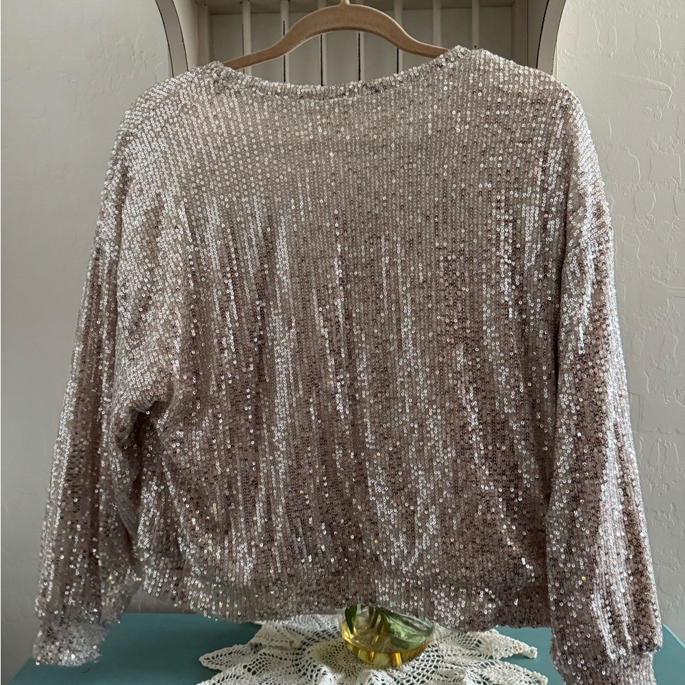 Black Tape_ Blush Sequin Crewneck Sweatshirt
